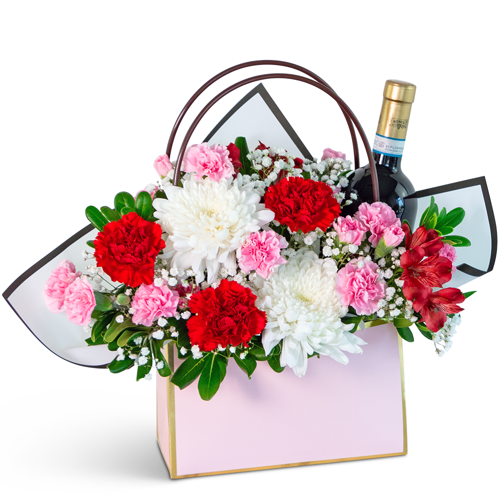 Toast to Romance Tote with Red Wine