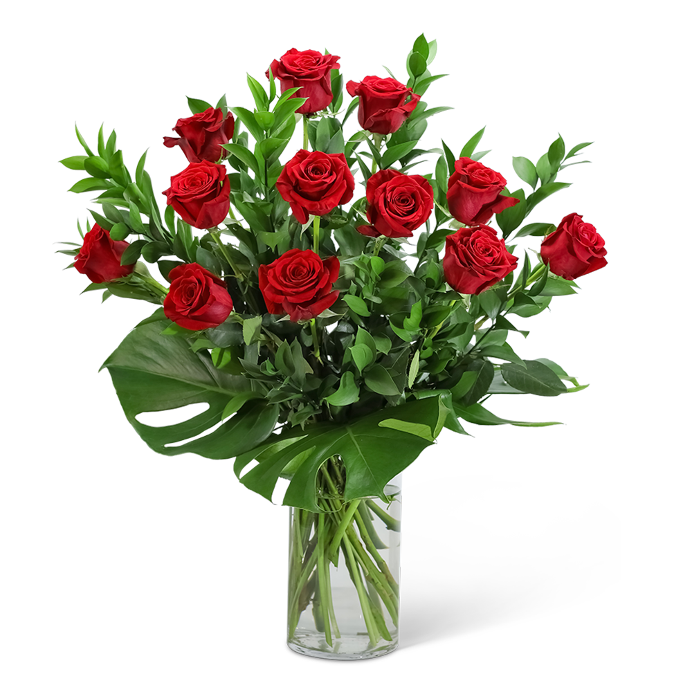 Red Roses with Modern Foliage (12)