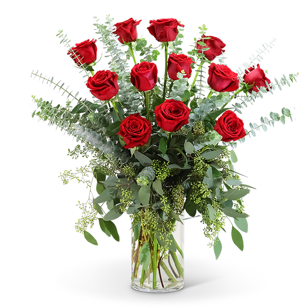 Red Roses with Eucalyptus Foliage (12)