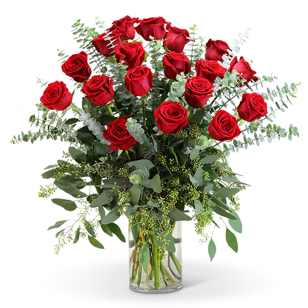 Red Roses with Eucalyptus Foliage (18)