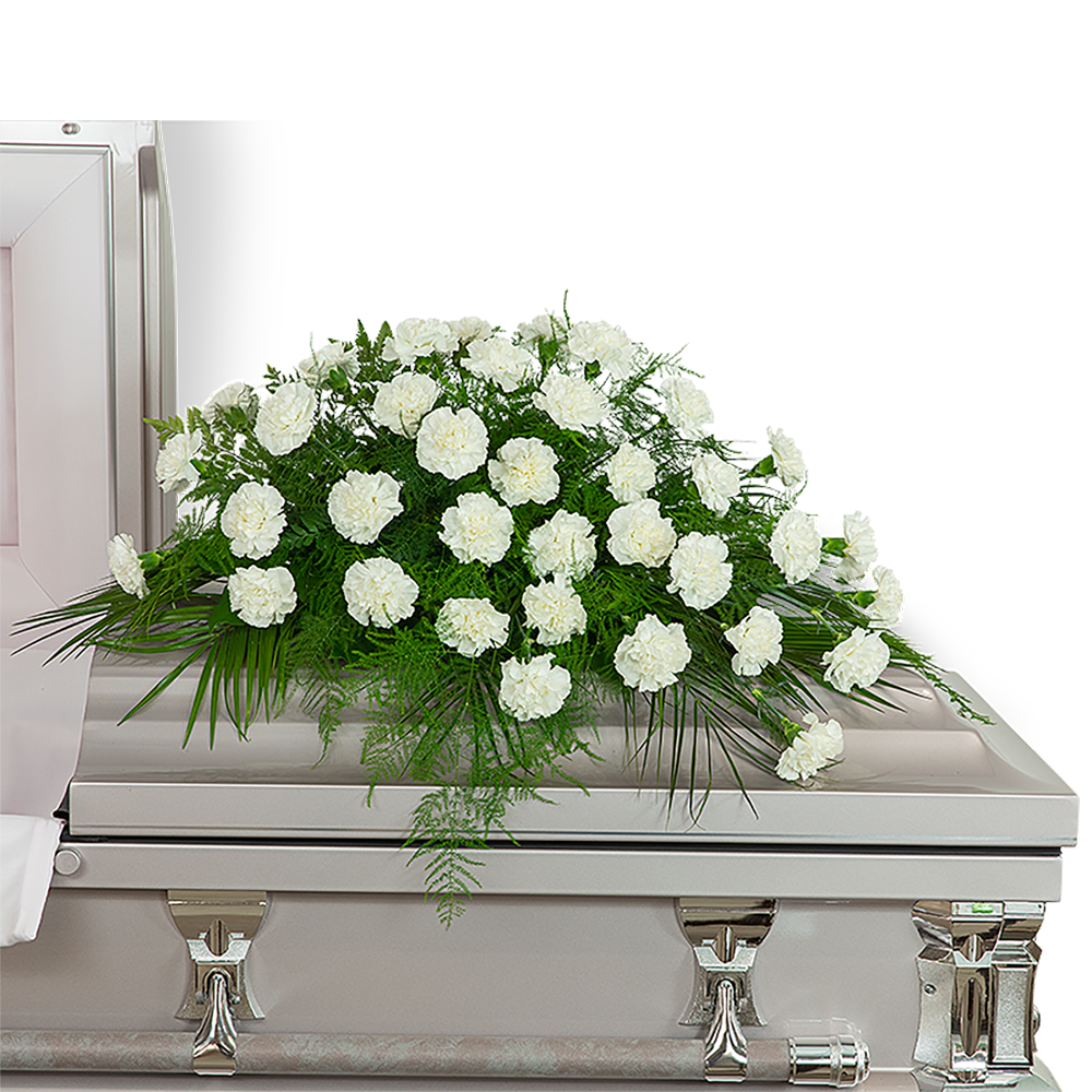 Peaceful in White Casket Spray