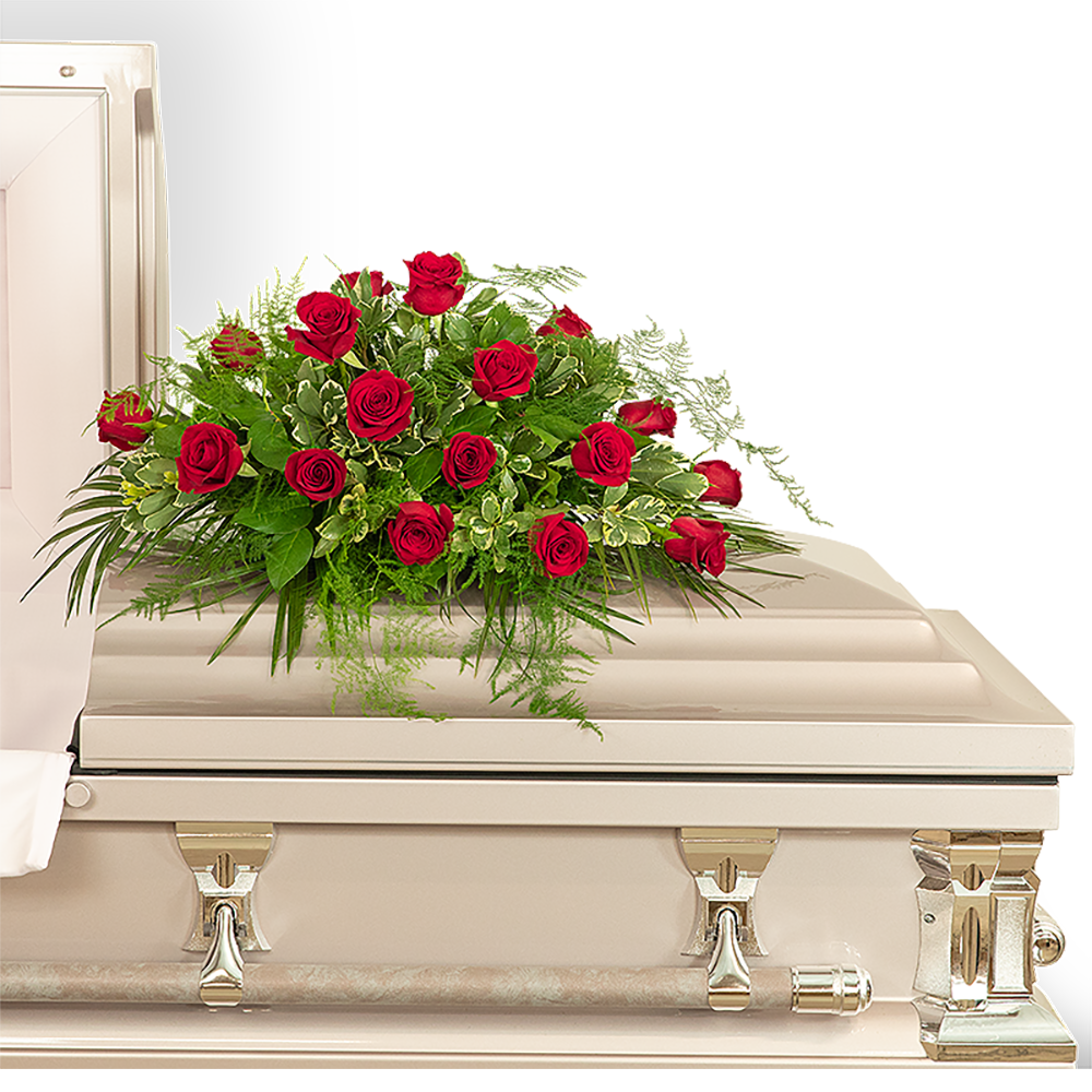 18 Red Roses Casket Spray