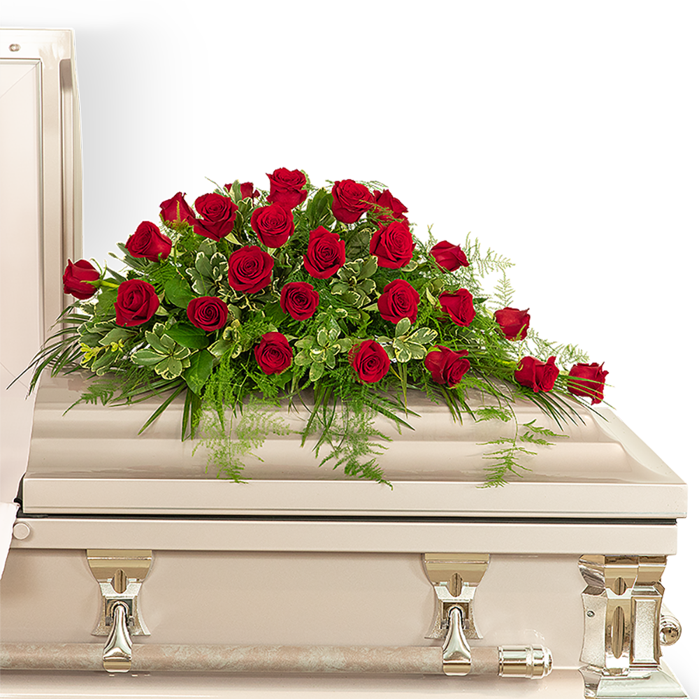 24 Red Roses Casket Spray