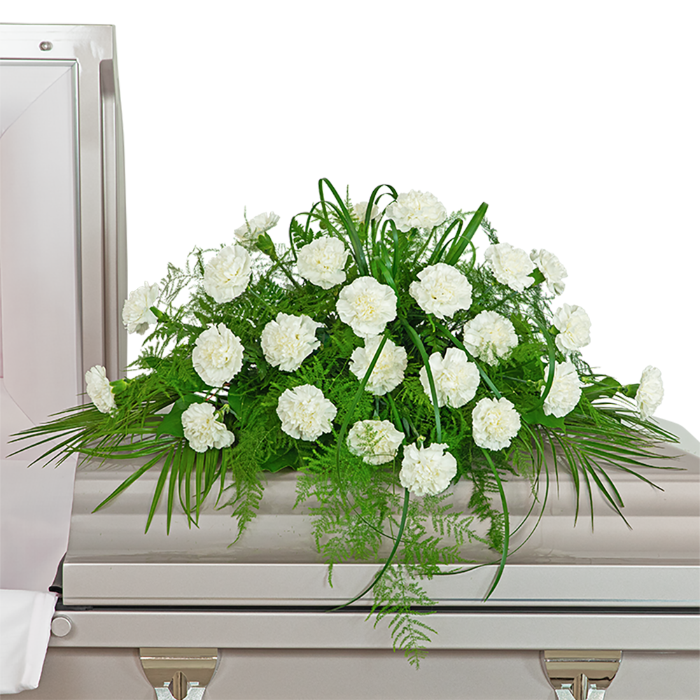 White Divinity Casket Spray